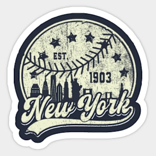 Vintage New York NY City Skyline Baseball Sticker